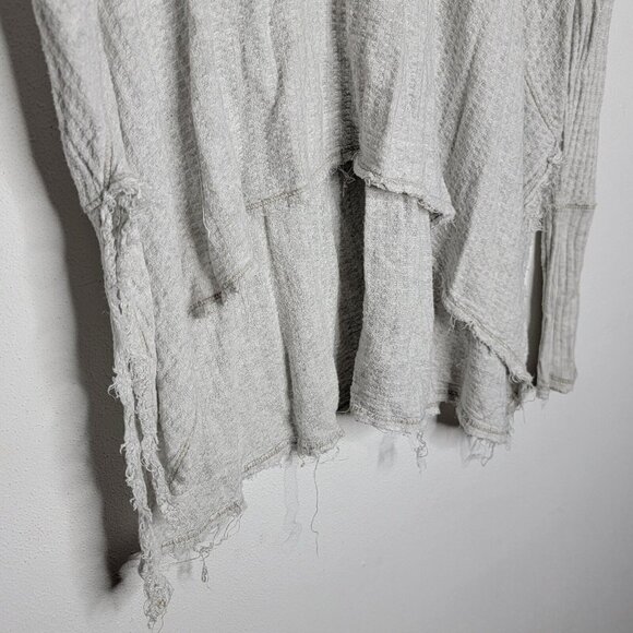 Free‎ People Sunset Park Drippy Thermal Top Light Gray Long Sleeve Women's Small - Picture 3 of 5